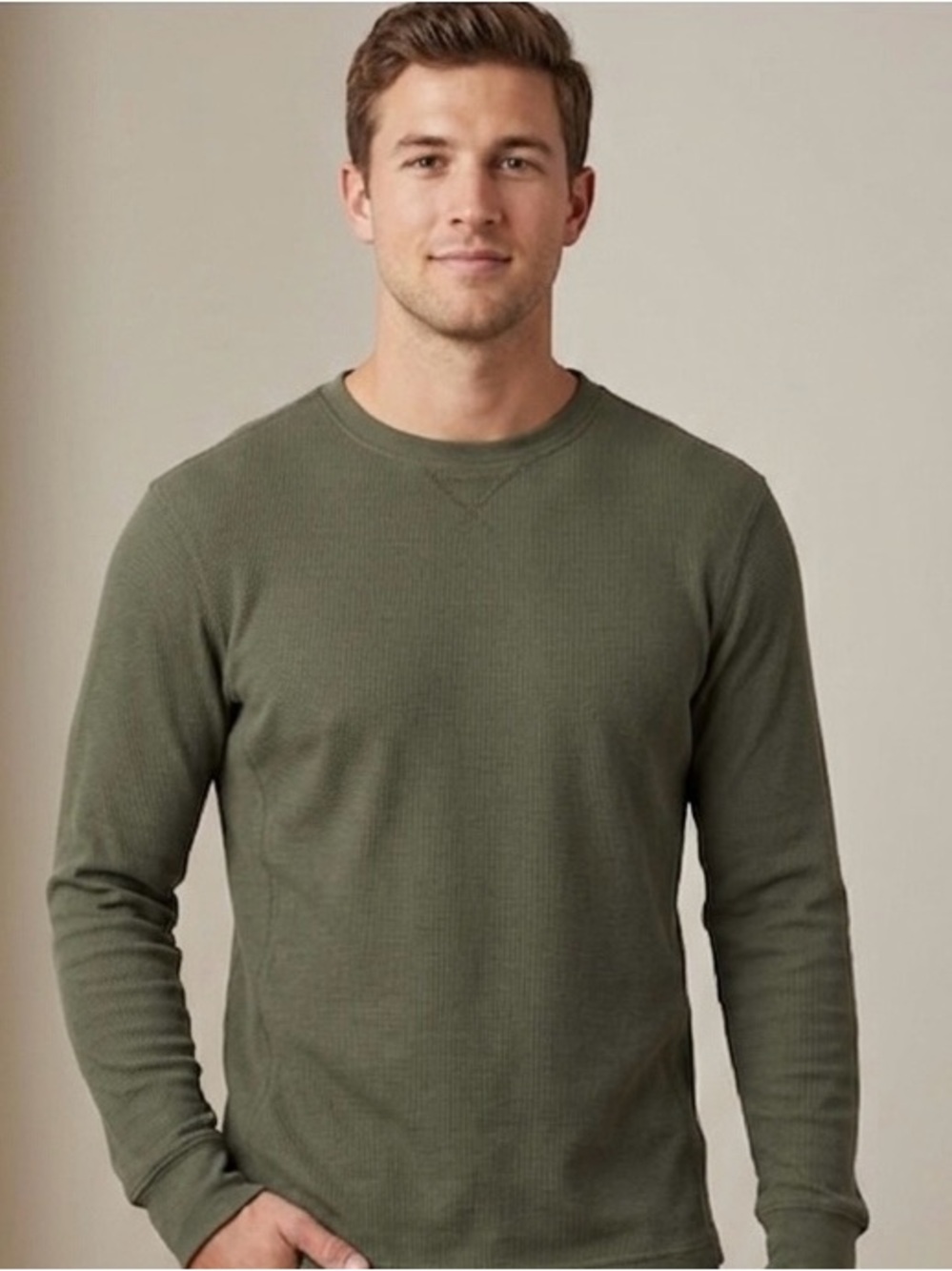 Magellan Outdoors Classic Fit Forest Green Waffle Weave Long Sleeve Shirt Size S